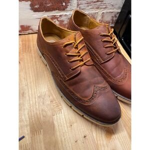 Jousen Milan Men's Brown Leather Wingtip Oxford Dress Shoes Size 12